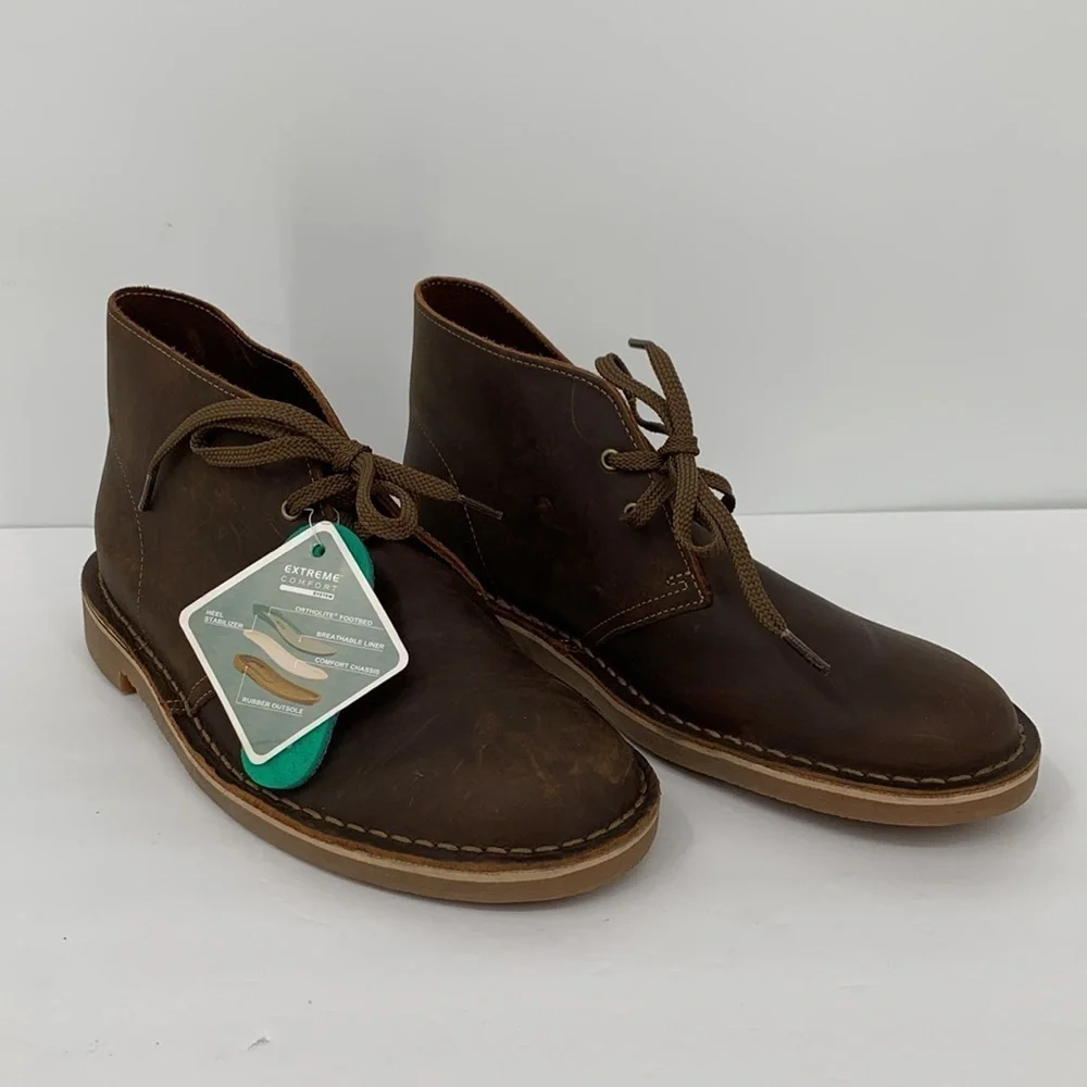 Clarks Bushacre Chukka ankle boot shoe oiled brown leather distressed men 8.5